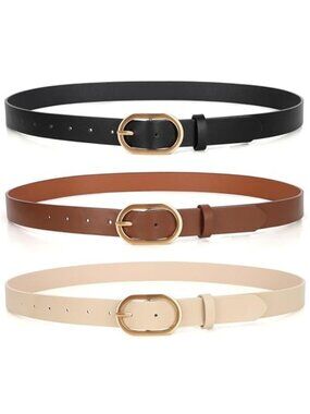 Womens Leather Belt Gold Buckle PU Waist Belt Jeans Dress Plus Size Set